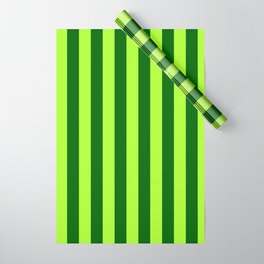 [ Thumbnail: Dark Green & Light Green Colored Stripes/Lines Pattern Wrapping Paper ]