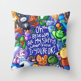 All my stuffies Throw Pillow