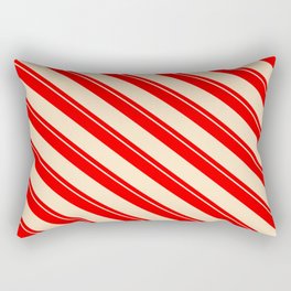 [ Thumbnail: Red & Bisque Colored Pattern of Stripes Rectangular Pillow ]