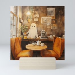 Ghost Coffee Shop Halloween Painting Mini Art Print