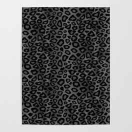 Gray and Black Exotic Leopard Animal Pattern Poster