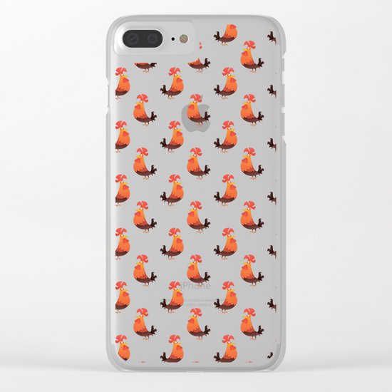 Roosters Pattern Clear iPhone Case
