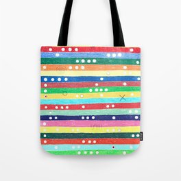 Abstract geometric colorful grid colored pencil whimsical original drawing of mysterious stripes. Tote Bag