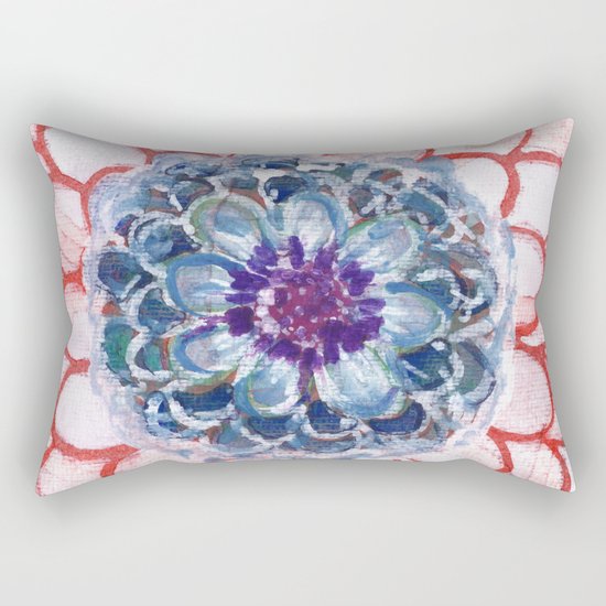 Centered Blue Blossom Rectangular Pillow
