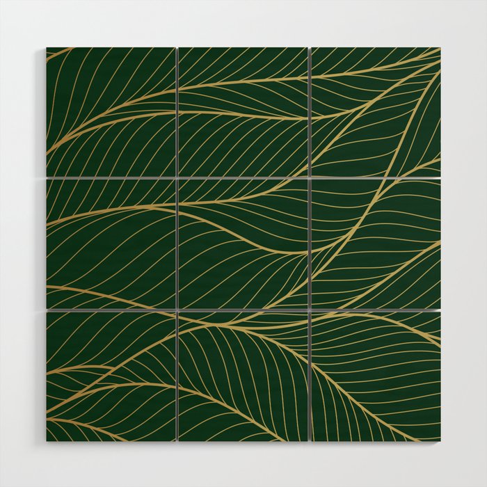 Green emerald with gold lines Wood Wall Art