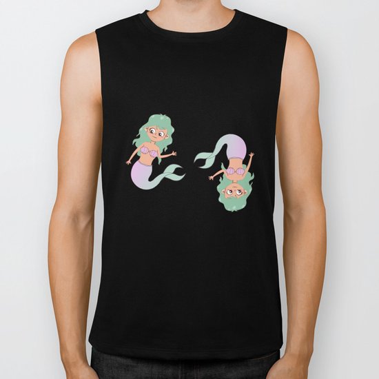 tanned mermaids pattern Biker Tank