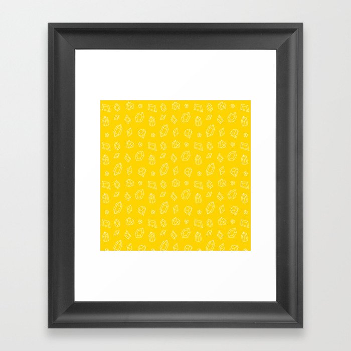 Yellow and White Gems Pattern Framed Art Print