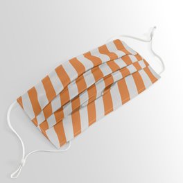 [ Thumbnail: Light Gray & Chocolate Colored Lined/Striped Pattern Face Mask ]