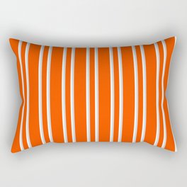 [ Thumbnail: Red, Light Grey, and Mint Cream Colored Lined Pattern Rectangular Pillow ]