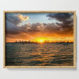Biscayne Bay at sunset Serving Tray