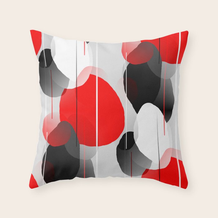 gray and red pillows