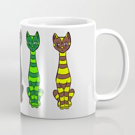 Stripy Cats All In A Row Illustration Cartoon Coffee Mug