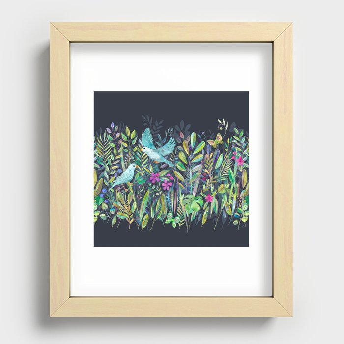 Little Garden Birds in Watercolor Recessed Framed Print