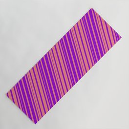 [ Thumbnail: Light Coral & Dark Violet Colored Lines/Stripes Pattern Yoga Mat ]