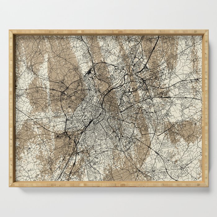 Brussels, Belgium - Artistic Map Art Print Serving Tray