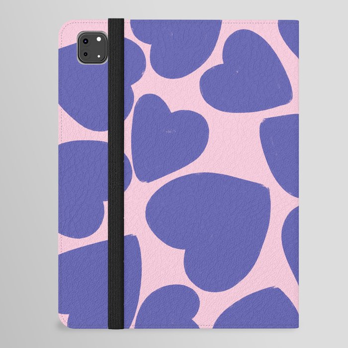 Very Peri Hearts Pattern on Blush Pink iPad Folio Case
