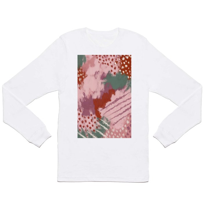 Pink Paintbrush Abstract Long Sleeve T Shirt