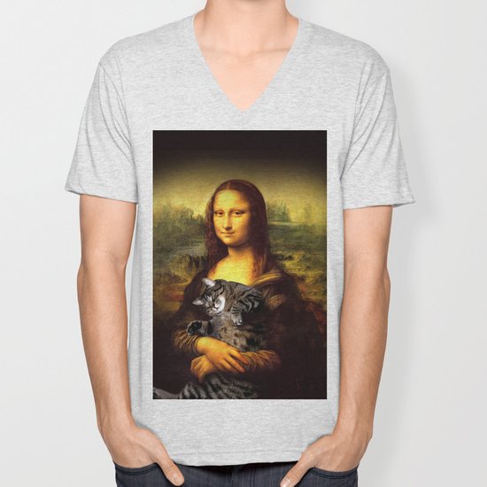 Mona Lisa Fat Crazy Cat Photo Kitty Fatso Famous Painting Unisex V