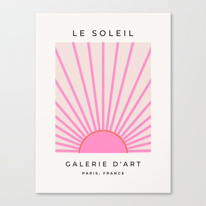 Le Soleil | 01 - Retro Sun Print Pink Aesthetic Preppy Decor Modern Abstract Sunshine Canvas Print
