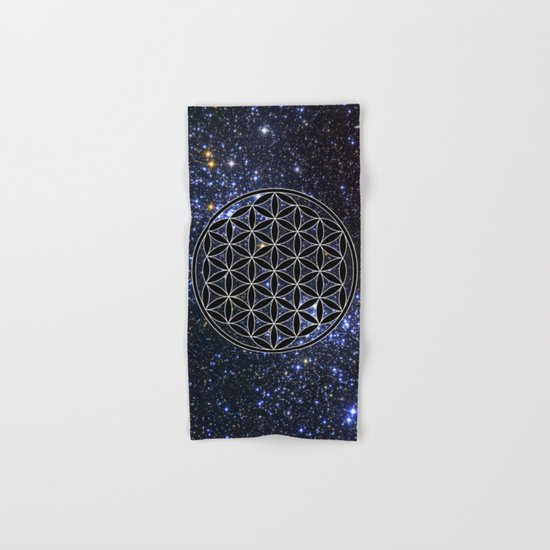 Flower of life in the space Hand & Bath Towel