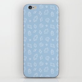 Pale Blue and White Gems Pattern iPhone Skin
