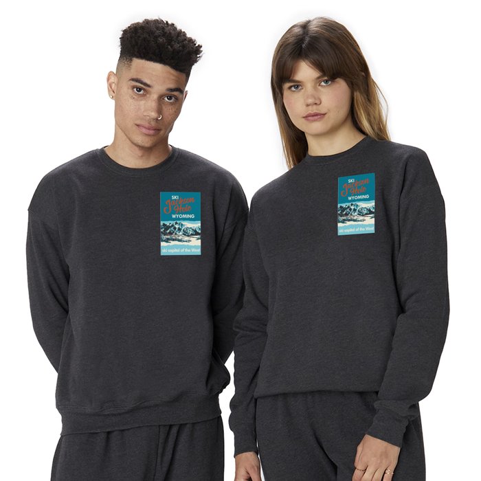 Ski Jackson Hole Wyoming Vintage Ski Poster Crewneck Sweatshirt by