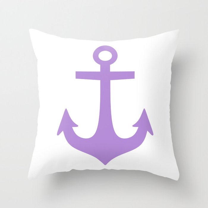 Anchor (Lavender & White) Throw Pillow