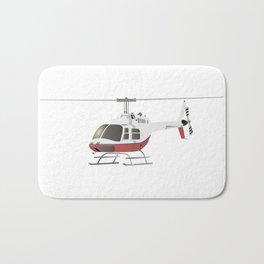 White and Red Helicopter Bath Mat | Pilot, American, Light, Business, Graphicdesign, White, Flying, Rotorcraft, Fly, Rotor 