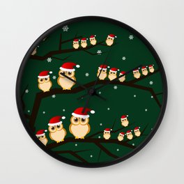 christmas owls Wall Clock