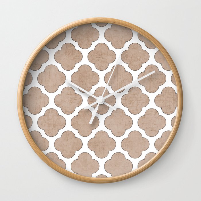 natural clover Wall Clock by her art Society6