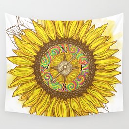 Sunflower Compass Wall Tapestry