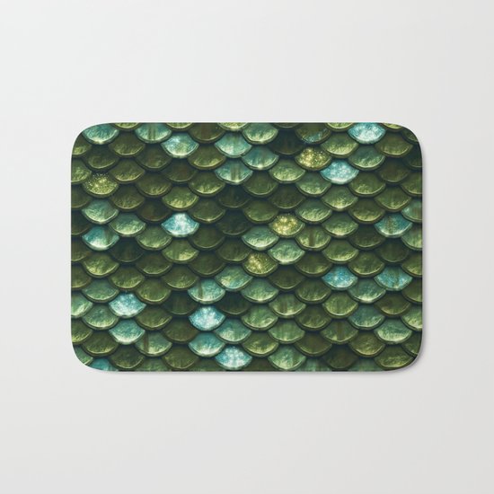 Aqua and green sparkling mermaid glitter scales- Mermaidscales Bath Mat