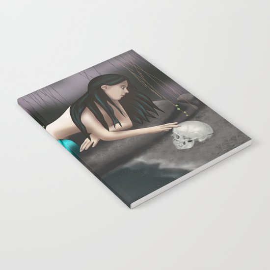 Mermaid Playing with Skull Notebook