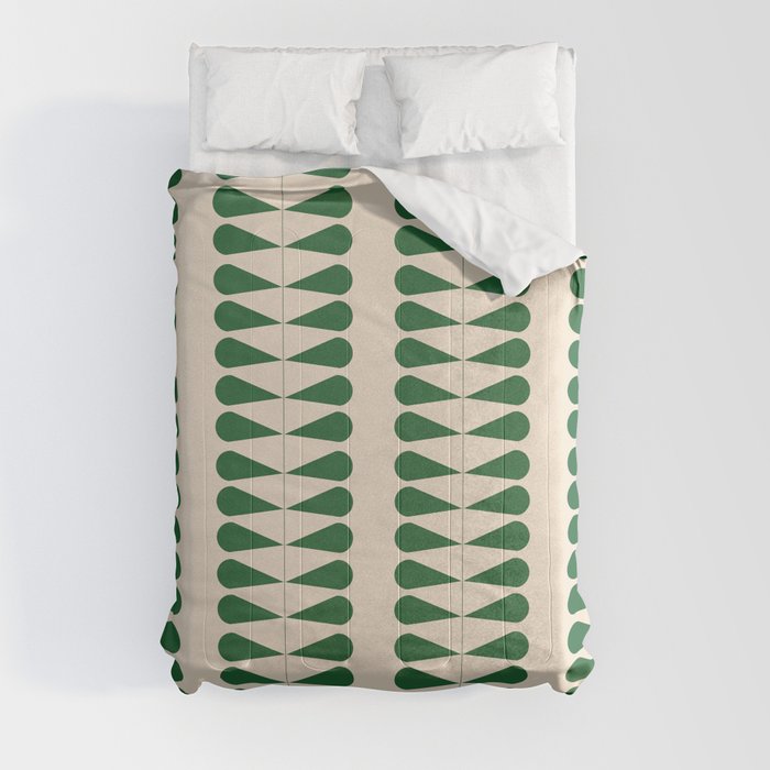 Green geometric mid century retro plant pattern Comforter