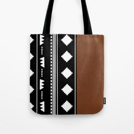 Southwestern Black with faux leather texture Tote Bag