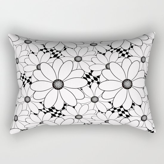 Cute black and white daisies. Rectangular Pillow