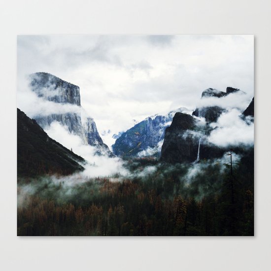 Cloudy Forest Great Outdoors Mountains Photography Canvas Print