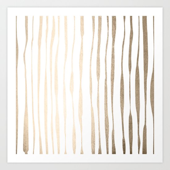 White Gold Sands Ink Pinstripes Art Print