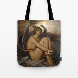 Tortured Souls - Soul in Bondage angelic (close up small version) still life magical realism portrait painting by Elihu Vedder Tote Bag