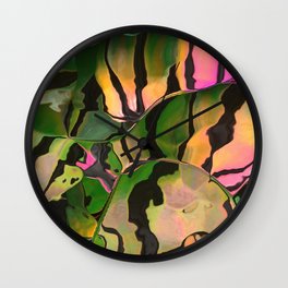 Vegetarian Zebra Wall Clock | Colorfield, Pattern, Frog, Distortion, Ibiza, Tropic, Camouflage, Pink, Colorful, Zebra 