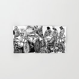 Calavera Cyclists | Day of the Dead | Dia de los Muertos | Skulls and Skeletons | Vintage Skeletons | Black and White |  Hand & Bath Towel