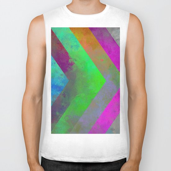 Textured Direction - Abstract, multi coloured, geometric painting Biker Tank