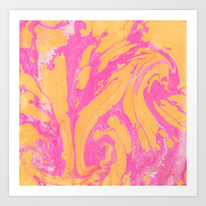 tie dye series: pink & tangerine Art Print