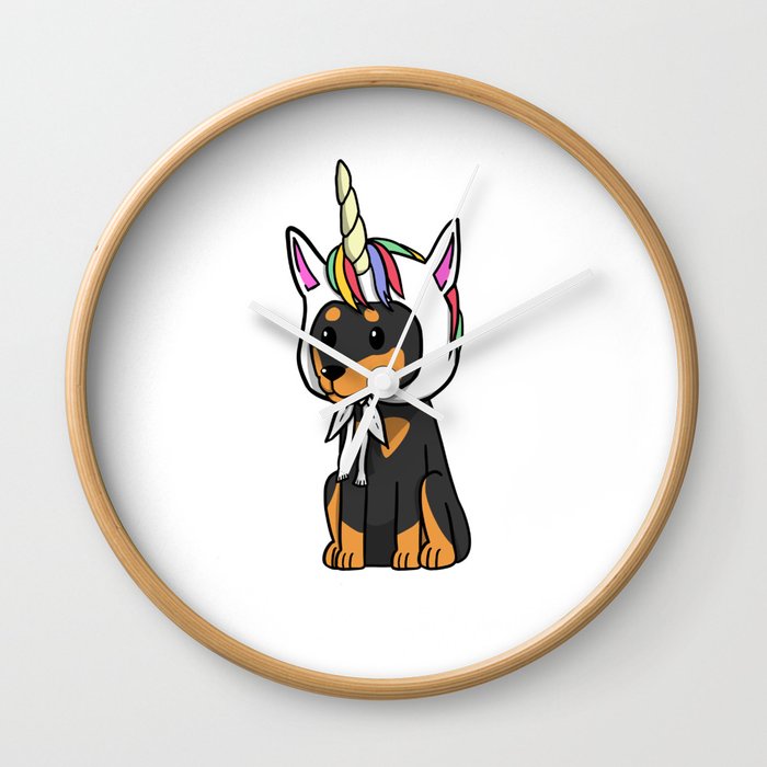 Miniature Pinscher Unicorn Hat Wall Clock By Barktrends Society6