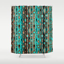 Retro Bohemian Gypsy Beaded Dangles // Vertical Gradient Chocolate Brown, Turquoise, Teal Shower Curtain