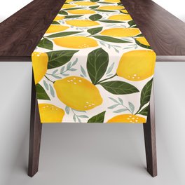 Mediterranean Summer Lemons Pattern Table Runner