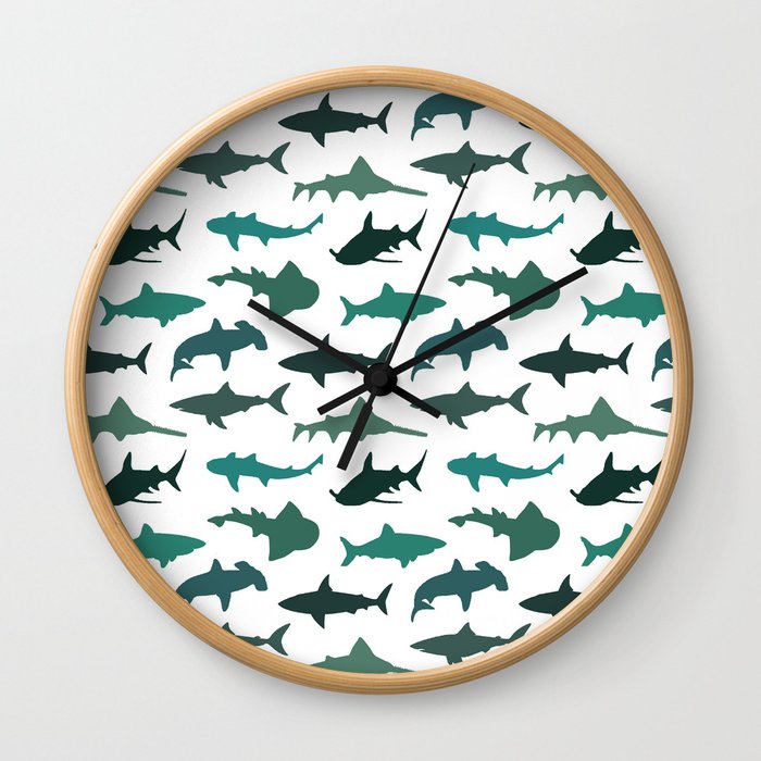 Green Sharks Wall Clock