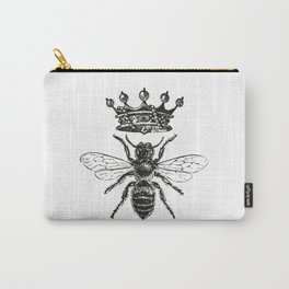 Queen Bee No. 1 | Vintage Bee with Crown | Black and White | Carry-All Pouch