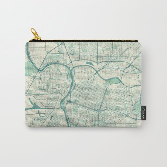 Sacramento Map Blue Vintage Carry-All Pouch