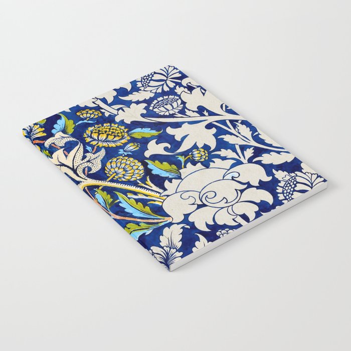 William Morris Blue Watercolour Wey printed fabric design 19th century floral pattern for duvet, blanket, curtain, pillow, and home and wall decor Notebook